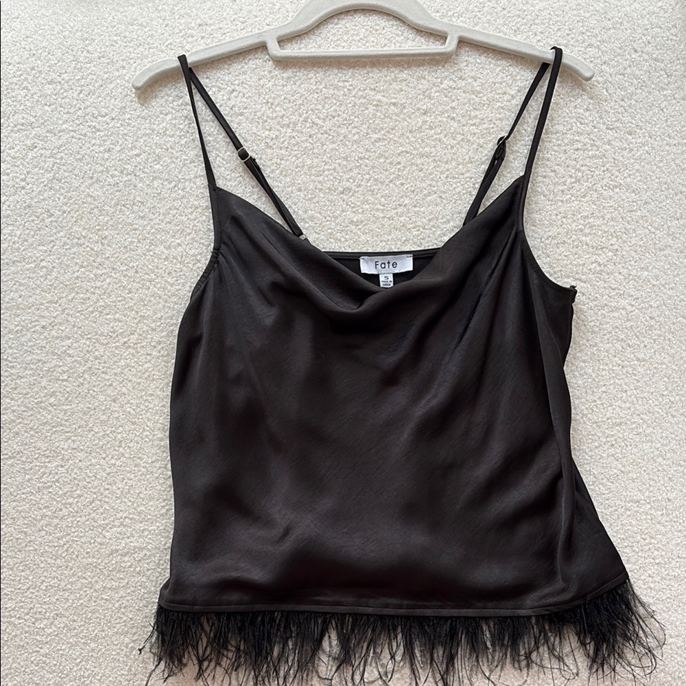 Fate Black Embellished Crop Camisole